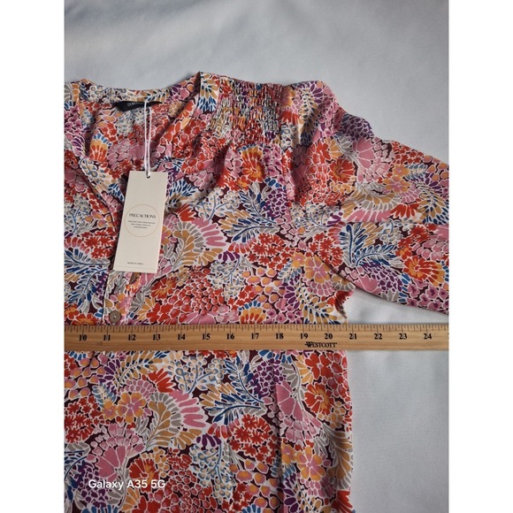 Dokotoo Women's Casual V-Neck Easel Floral Print Long Sleeve Blouses Small - Picture 5 of 8